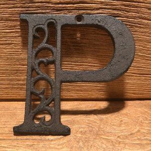 Cast Iron Letter "P" 4 5/8"tall Ornate Raw Cast Iron Ready for Paint 0184-0557-P